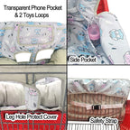 Love&go Soft Pillow Attached 2-in-1 Shopping Cart and High Chair Cover for Baby, Cotton Padded Cart Cover, Fold'n Roll Style, Portable with Carry Bag (Gray Owl)