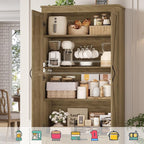 HOSTACK 70" Tall Kitchen Pantry Storage, Barn Doors Pantry Cabinet with Drawers and Adjustable Shelf, Modern Farmhouse Storage Cabinet for Kitchen, Dining Room, Living Room, Bathroom, Rustic Brown