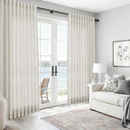 Nanspring Mousse White Curtains 90 Inches Long for Living Room Linen Light Filtering Semi Sheer Curtain Back Tab Rod Pocket Simple Modern Elegant Coastal Decor Drapes for Bedroom 52x90, 2 Panels