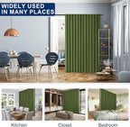 Hiasan Christmas Room Divider Curtains Blackout Patio Sliding Door Curtain Privacy Room Noise Reduction Panel with Back Tab & Rod Pocket for Glass Door Bedroom Partition(80 x 84 Inches, Olive Green)