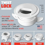 2PK White Patented: Only Cable, Wire, Cord Management Tool-Free Self-Securing/Locking Grommet and with Cap Slider, for Walls, Ceilings, Desks - Used for All Surfaces 3/8" to 1" Thick. Made in USA