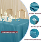 HolidayIdeas Fitted Teal Table Covers - 96 x 30 Inch - 2 Pack Rectangle Tablecloths for 8 Foot Tables, Polyester Fabric Tablecloth for Parties, Baby Shower, Wedding, Trade Show