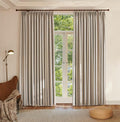 Textured Linen Double Pleats 100% Blackout Curtains for Bedroom/Living Room Blackout Curtains 108 Inches Long, Energy Saving Window Treatment Curtains,42Wx108Lx2,Sand Beige