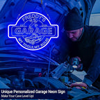 Custom Name Garage Neon Sign, Personalized LED Garage Neon Light, Customizable Mechanic Shop Light Up Sign for Man Cave, Car Repair, Auto Workshop, Home Garage Decor, Gift for Dad, Husband, Father's Day Gift