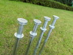 Double Head Tent Stakes - Heavy Duty 1045 Steel Heat-Treated Ground Spikes, Forged Geometric Sharp Tips for Stronger Hold, 0.79”(20mm) Diameter, 4-Pack (16 in)