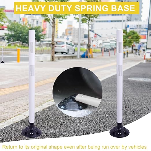 36 Inch Heavy Duty Traffic Cones 8-Pack with Spring Base - OrangeStar Reflective Safety Cones for Construction Zones, Highways, Parking Lots - White Road Delineators