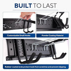 Heavy-Duty Wall Mount Garden Tool Organizer Rack, Black Metal, Multi-Hook Storage System