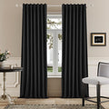 DUALIFE Black 102 Inch Length Curtains, 100% Blackout Curtains 84 Inch Extra Wide for Bedroom Thermal Insulated Noise Cancelling Pleated Heading Tape Ring Back Tab Kids Boho Drapes 2 Panel Set 84x102