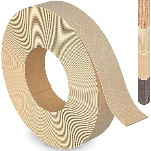 Birch Edge Banding, 3/4 inch x 25ft roll of Veneer Edge Banding -Pre-glued Flexible, Real Wood Tape Banding for Cabinet Repair Furniture Restoration