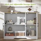 Farmhouse Sideboard Buffet Cabinet with Doors, 42.5" Kitchen Storage Cabinets for Hallway, Living Room (Classical White)