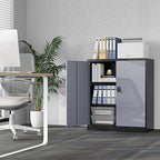 Metal Storage Cabinet,Locking File Cabinet with Doors and Adjustbale Shelves,Tool Steel Cabinets for Garage,Home Office,School,Gym(Grey & Black)