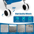 GOFLAME Folding Shopping Cart on Wheels, Waterproof Grocery Cart with Removable Cover and 360° Swiveling Wheels, Collapsible Utility Cart for Groceries and Laundry, 120LBS Load Capacity, Blue