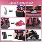 Wearable Cleaning Caddy, Cleaning Caddy Supplies Organizer with Handle & Shoulder Straps for Housekeepers, Under Sink & Car Cleaning Tool Organizers Bag with 4 Foldable Divider (OleanderRed)