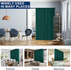 Hiasan Christmas Blackout Patio Sliding Door Curtain Extra Wide Thermal Insulated Privacy Room Divider Panel with Back Tab & Rod Pocket for Bedroom Partition Glass Door (100 x 84 Inches, Hunter Green)