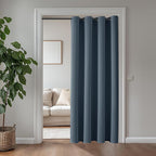 ChrisDowa Blackout Curtains 90 Inches Long for Living Room, Grommet Thermal Insulated Room Darkening Curtains for Bedroom (1 Panel Set, Stone Blue, 52W x 90L)