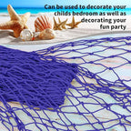 ZUEXT Decorative Fishing Net Dark Blue & Beige 80x40 Inch, 2 Pack Large Picture Fish Net, Wall Photo Hanging Fishnet for Nautical Mermaid Pirate Ocean Themed Hawaii Beach Under The Sea Party Decor