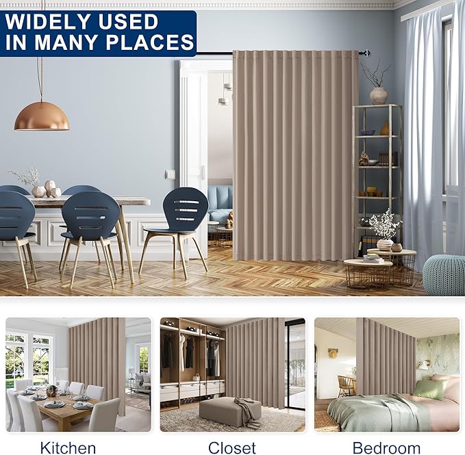 Hiasan Room Divider Curtains Patio Sliding Door Blackout Curtain Privacy Room Thermal Insulated Noise Reduction Panel with Back Tab & Rod Pocket for Bedroom Partition(80 x 84 Inches, Camel)