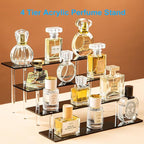 4 Tier Perfume Organizer Stand, Acrylic Risers Display Stands, Display Risers, Perfume Shelf Dessert Display for Party, Figure Stand Funko POP Shelves, Black Cupcake Stand Holder