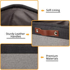 DULLEMELO Storage Bins 16"x12"x12" With Leather Handles for Organizing,Decorative Collapsible Storage Baskets for Shelves Closet Home Office (Black&Grey)