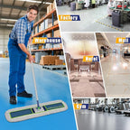 41" Commercial Dust Mop: Large Push Broom Wide Industrial Heavy Duty Hardwood Dry Sweeping Mop with 2 Pads Long Handle for Janitor Indoor Warehouse Gym Cleaning