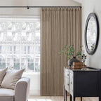 Pinch Pleated Neutral Linen Curtains 84 Inches Long 2 Panels Set for Living Room Dining Pinch Pleat Back Tab Light Filtering Farmhouse Boho Retro Window Curtain Drapes 84 Inch Length Latte Tan Brown