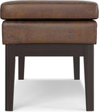 SIMPLIHOME Carlson Ottoman Bench - 45 inch Wide Upholstered Vegan Leather Rectangle Ottoman in Distressed Chestnut Brown, Mid Century Modern Bench for Bedroom or Living Room with Padded Seat