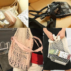 Portable Reusable Mesh Cotton Net String Bag Organizer Shopping Tote Handbag Fruit Storage Shopper NEW (green)