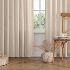 MIULEE Non-See-Through Privacy Linen Curtains 2 Panels, Light Filtering Window Curtains Farnhouse Textured Back Tab Semi Sheer Drapes for Bedroom Living Room, 52 x 72 Inches Long, Beige