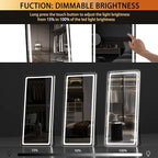Hasipu Full Length Mirror with Lights, 65" x 22" LED Floor Mirror, Full Body Dressing Standing, Hanging Mounted Mirror for Living Room Bedroom Cloakroom, Round Black