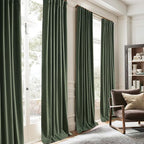 Black Out Curtains for Bedroom Aesthetic 104 Inch Windows, 105 Inches Length Linen Room Darkening Olive Green Canvas Look Classroom/Playroom (W50 xL105 2 Panels) Back Tab/Rod Pocket