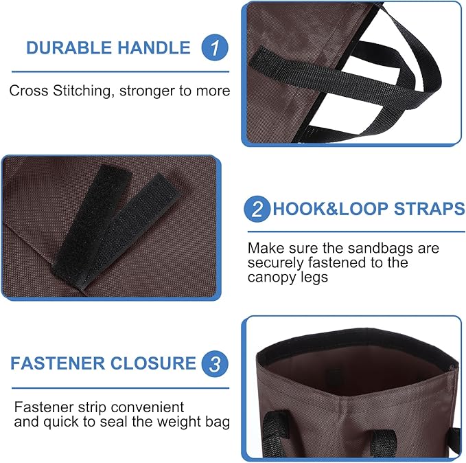 PATIKIL Canopy Weight Sand Bags, 4 Pack 112 Lbs Total Extra Large Weights Bags Waterproof Tent Leg Weights Sandbags for Outdoor Canopy Tent Sun Shelter Patio Ladder Brown (18x9")