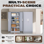 Incbruce 72” Metal Storage Cabinet, Locking Steel Storage Cabinet with 2 Doors and 4 Adjustable Shelves, Tall Lockable Tool for Garage, Home, Office (Cement Grey)