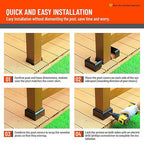 4"x4" (Actual: 3.5"x3.5") Deck Post Base Cover Split, Aluminum Post Base Trim Skirt Decorative Black 2Pack