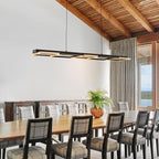 EDISLIVE 5-Light Black Gold Linear LED Chandelier Dimmable LED Square Island Light 45 in Linear Pendant Light 3000K Adjustable Height for Dinning Room Kitchen Pool Table