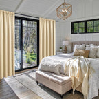 JIUZHEN Blackout Curtains for Bedroom– Thermal Insulated,Noise Reducing Room Darkening Privacy Drapes for Living Room, Set of 2 Panels with Tiebacks, 38 x 72 inch Long, Light Beige
