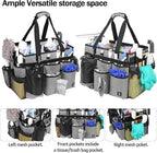 Extra large Rolling Cleaning caddy bag with Detachable, Foldable Trolley Portable Cleaning Cart for Housekeeping Cleaning caddy with Adjustable Shoulder Strap and Multiple Storage Pockets
