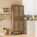 72 inch Kitchen Pantry Storage Cabinet, Freestanding Pantry Cabinet, Tall Cabinets with Doors and Shelves,Freestanding Cupboard with Adjustable Shelves for Dining Room，Natural
