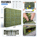 E&K 18" Wx54 Hx6 D Artificial Boxwood Hedge Wall with White Flowers, Artificial Outdoor Privacy Wall for Balcony Backyard Office, Indoor Divider Freestanding Greenery Backdrop