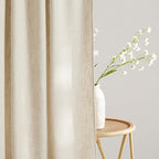 NICETOWN Natural Thick Linen Curtains 96 Inches Long for Living Room 2 Panels Set, Back Tab/Rod Pocket with Pleat Tape Privacy Added Window Treatments for Farmhouse/Bedroom, W55 x L96