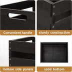 Rustic Vintage Brown Wooden Storage Crates Set, 2 Pack , 16.5 X 12 X 8.3''wood crate box，Handmade Farmhouse Decorative Crate with Handles for Books, Clothes Storage & Display