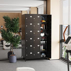 Aobabo 18 Doors Metal Storage Locker for Employees, Lockable Storage Locker with Metal Leg for Employees School Office Gym, Black, Assembly Required