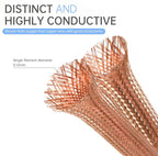 Copper Wire Loom - EMI/RFI Shielding Flexible Cable Management for Automotive Audio, Industrial Expandable Cables, Marine Wiring & Computer Case ﻿ (Pure Copper, 18mm (45/64")-6.56ft)