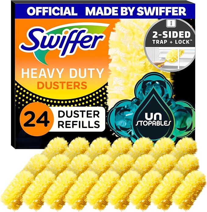 Swiffer Dusters Heavy Duty, Multi-Surface Duster Refills for Cleaning, Unstopables, 24 Count (4 Packs of 6)