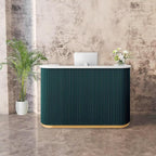 Small Reception Desk with Drawer and Cabinet Front Desk Receptionist Counter No Assembly Required Reception Room Tables Checkout Counter for Shop Retail Office Salon Lobby Green 63inch/160cm