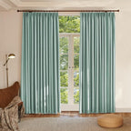 Textured Linen Double Pleats 100% Blackout Curtains for Bedroom/Living Room Blackout Curtains 108 Inches Long, Energy Saving Window Treatment Curtains,26Wx108Lx2,Green