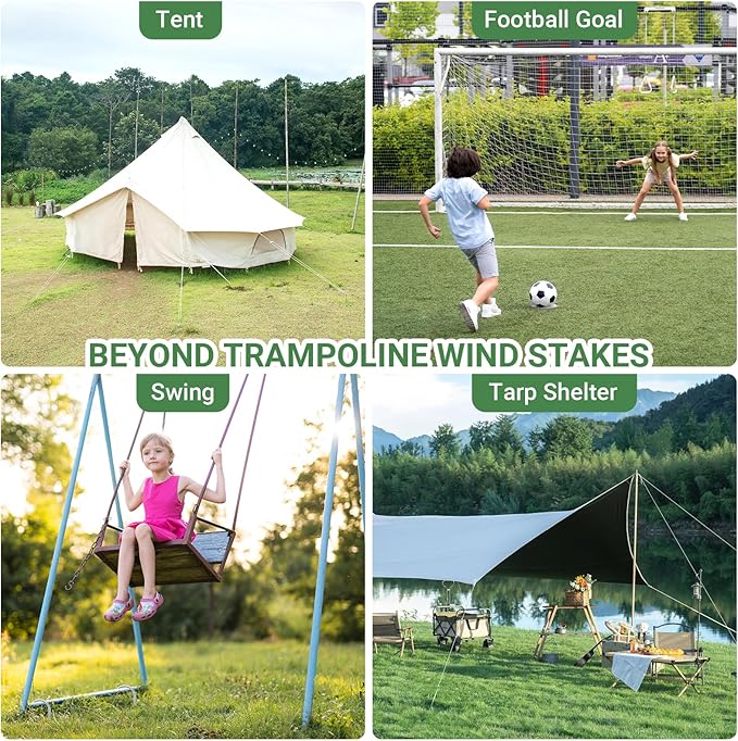 12 INCH 12 Pack Trampoline Stakes, U Shaped Ground Anchors Wind Stakes, Heavy Duty Trampoline Parts, Steel Stakes for Trampolines, Outdoor Canopies, Camping Tents and Football Goals, Silver