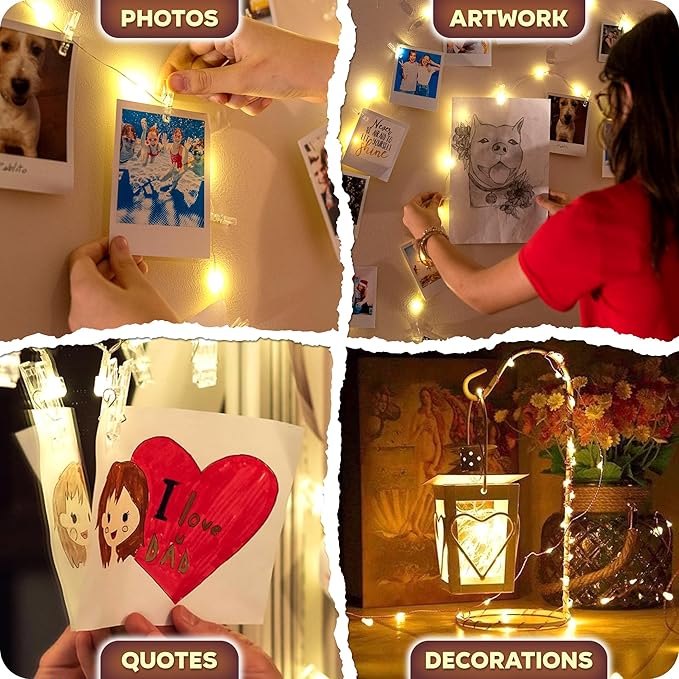 Mind-Glowing Photo Clips String Light - Dreamy Fairy Lights with Clips - Stocking Stuffers for Teen Girls 2025 - Trendy Stuff Room Decor - Christmas Gift for Any Year Old Tween Girl (100 LED, 33 ft)