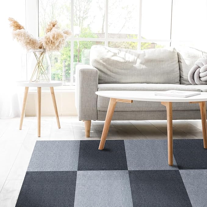 Peel and Stick Carpet Squares 24" x 24", Self Adhesive Non-Slip Carpet Tiles, Peel and Stick Soft Padded Carpet Tiles for Kitchen Bedrooms Indoor Outdoor(20 Tiles/80 sq ft)
