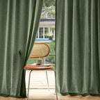 MIULEE Non-See-Through Privacy Linen Curtains 2 Panels, Light Filtering Window Curtains Farnhouse Textured Back Tab Semi Sheer Drapes for Bedroom Living Room, 52 x 63 Inches Long, Olive Green