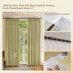Textured Linen Double Pleated 100% Blackout Curtains for Bedroom/Living Room Blackout Curtains 96 Inches Long, Energy Saving Window Treatment Curtains,52Wx96Lx2,Lemon